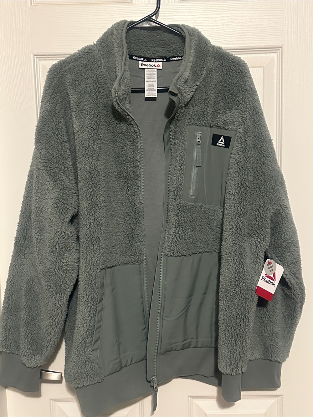 Reebok Men's Olive Green Sherpa Fleece Jacket